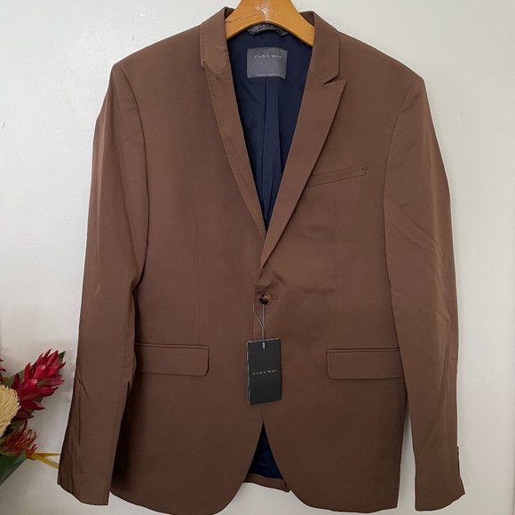 Zara Other - NWT brown ZARA MAN men's blazer jacket size 22
